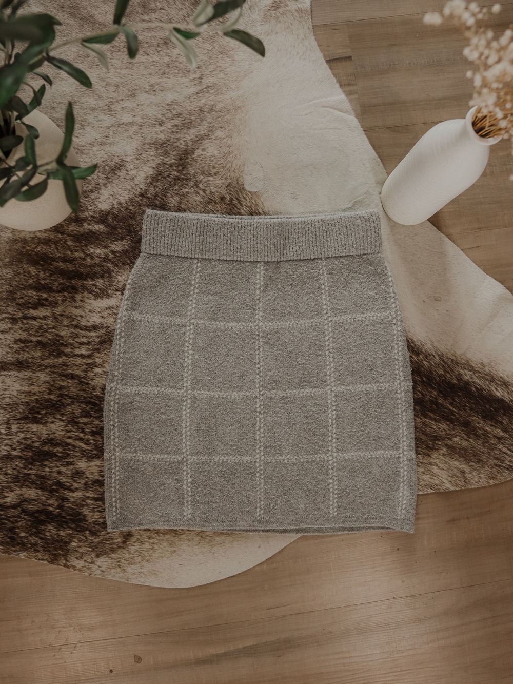 a new day Gray Grid Knit Pencil Skirt
